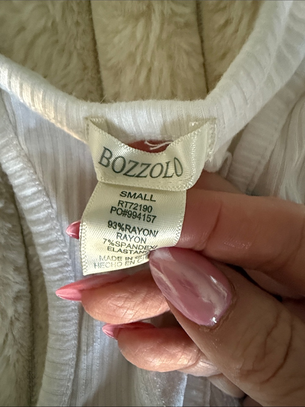Bozzolo White Ribbed V-Neck Racerback Tank - Picture 2 of 3